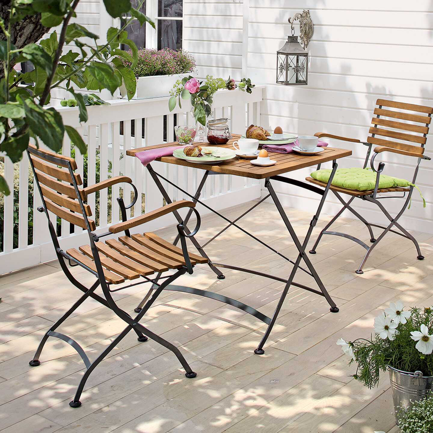 Sunfun Moni Ferforje Ahşap Balkon Masası