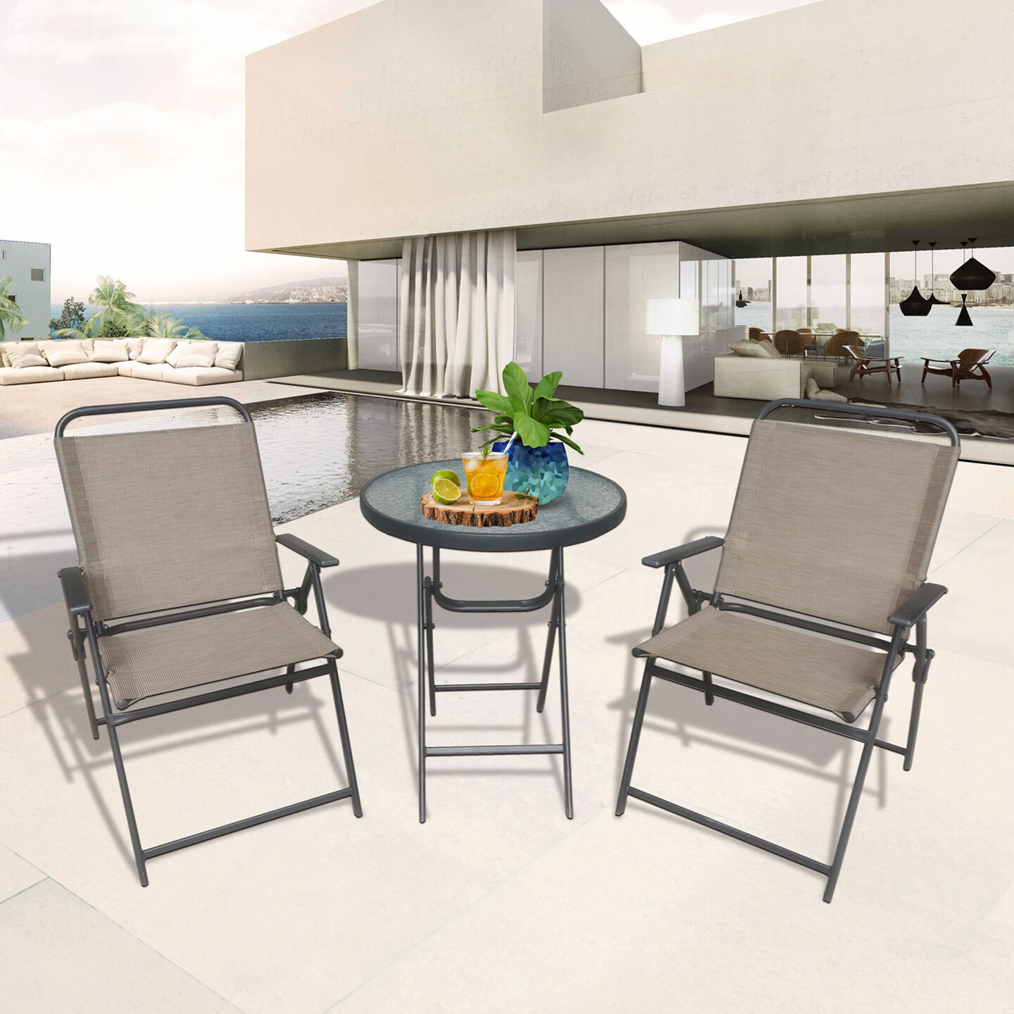 Sunfun Bistro Katlanır Masa ve Sandalye Seti