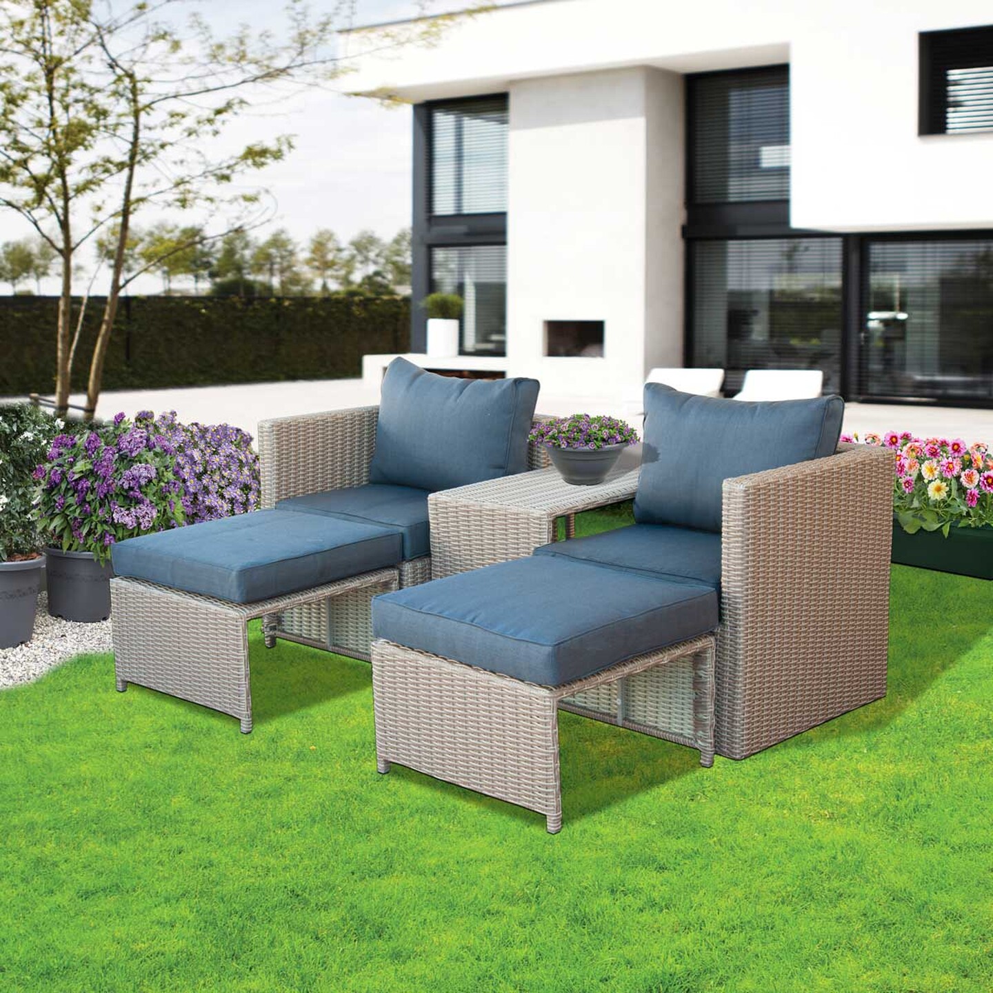 Sunfun Side Rattan Oturma Grubu Bej