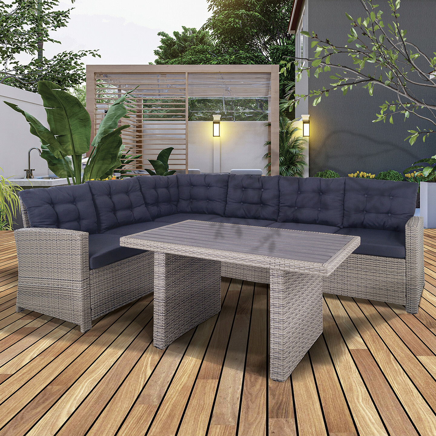 Sunfun Susia Rattan Bej Köşe Oturma Grubu