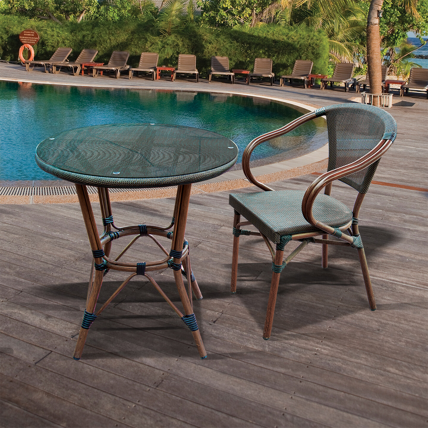 Sunfun Bambu Rattan Masa 70x74 cm