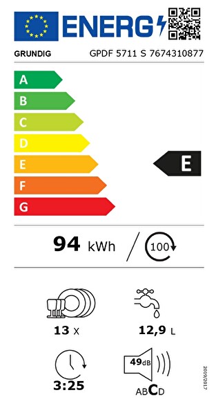 Grundig GPDF 5711 S 5 Prg E Enerji 14 Kişilik Gri Bulaşık Makinesi