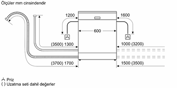 Bosch SMI4IKS50T 5 Programlı Ankastre Bulaşık Makinesi