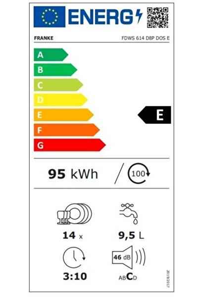 Franke FDWS 614 D8P DOS E 8 Programlı Gri Ankastre Bulaşık Makinesi