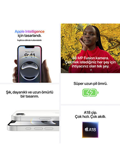 iPhone 16e 128GB Siyah Akıllı Cep Telefonu