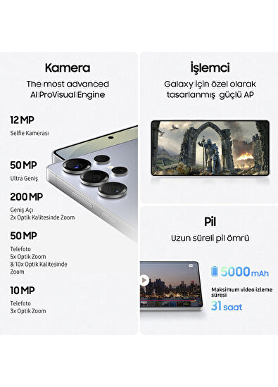 Galaxy S25 Ultra 512 GB 12 GB Ram Titanyum Siyah Akıllı Cep Telefonu