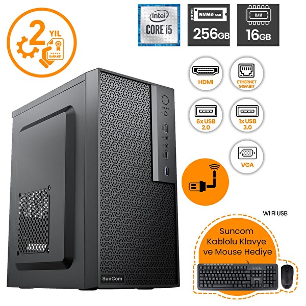 Suncom Raks FRC101 Intel Core i5-4460 16 GB RAM 256 GB SSD FreeDOS Masaüstü Bilgisayar