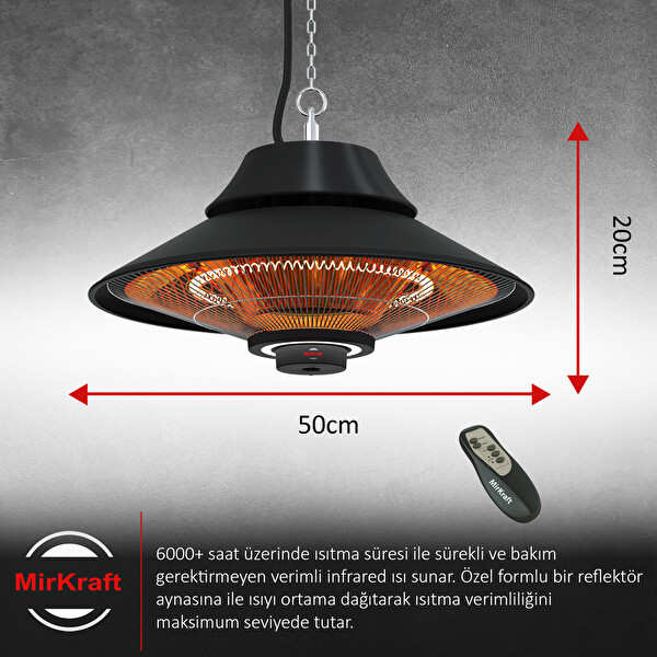 MirKraft Elirg R.C. 2000 W Uzaktan Kumandalı LED Işıklı Elektrikli Isıtıcı