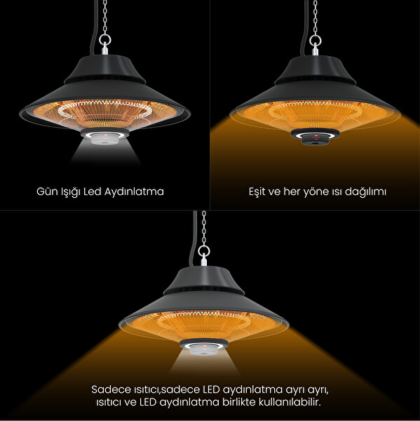MirKraft Elirg R.C. 2000 W Uzaktan Kumandalı LED Işıklı Elektrikli Isıtıcı