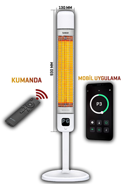 Luxeva LXV-SMART-FR-WHITE 2500 W IP55 Su Geçirmezlik Karbon Beyaz Kule Tipi Elektrikli Isıtıcı