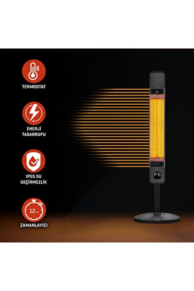 Luxeva LXV-SMART-FR-JETBLACK IP55 Su Geçirmez Jetblack 2500 W Akıllı Karbon Infrared Elektrikli Isıtıcı