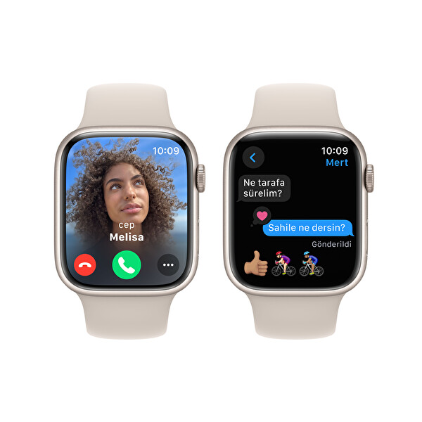 Apple Watch Series 9 GPS 45mm Starlight Aluminium Case with Starlight Sport Band - S/M
