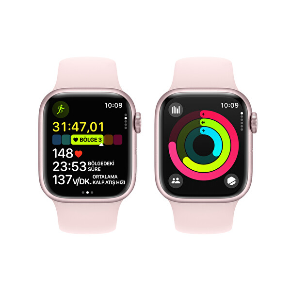 Apple Watch Series 9 GPS 41mm Pink Aluminium Case with Light Pink Sport Band - S/M