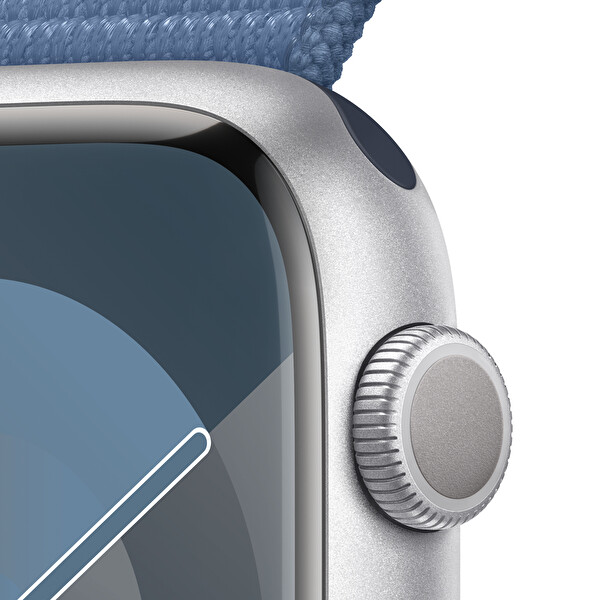 Apple Watch Series 9 Gps 45mm Gümüş Alüminyum Kasa ve Winter Mavi Sport Loop