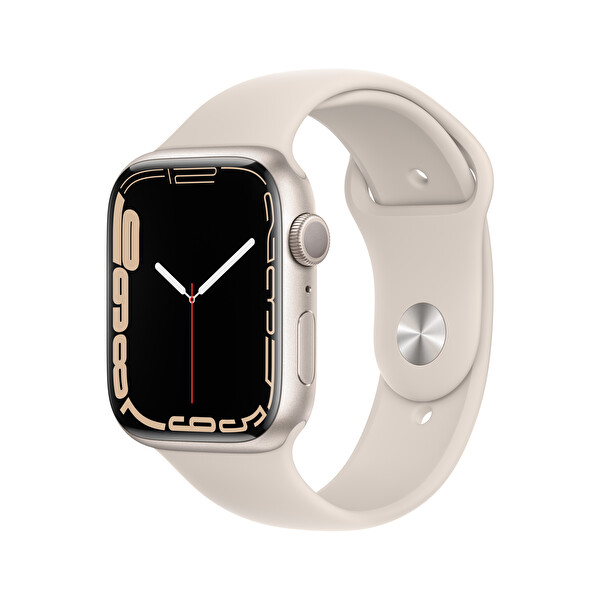 Apple Watch Series 7 GPS 45MM Yıldız Işığı Alüminyum Kasa Yıldız Işığı Spor Kordon