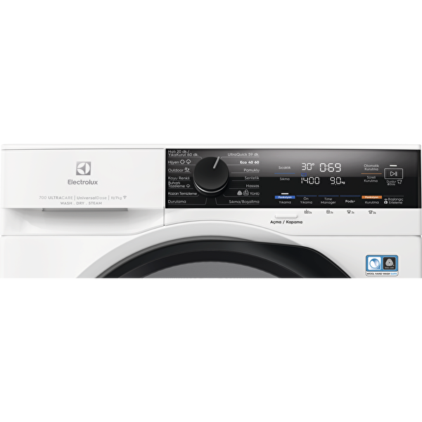 Electrolux EW7W4602QT 700 Serisi Steamcare 11/7 KG 1600 Devir Universaldose WI-FI Kurutmalı Çamaşır Makinesi