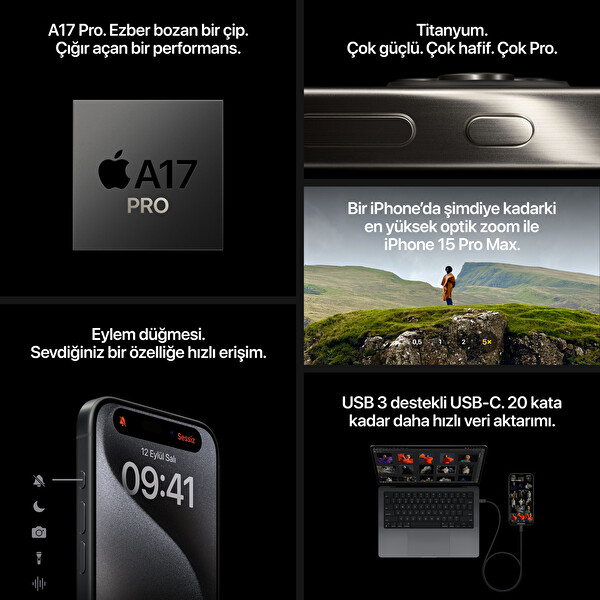 Apple iPhone 15 Pro Max 1TB Beyaz Titanyum