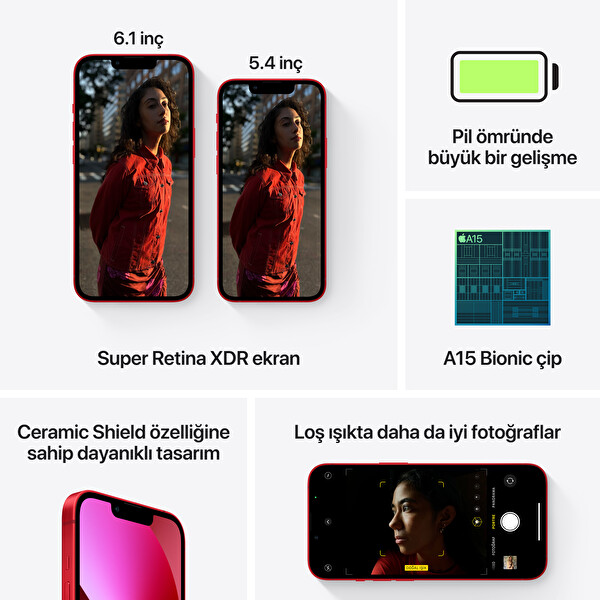 Apple iPhone 13 128GB Kırmızı Akıllı Telefon
